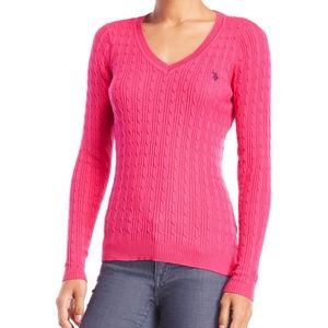 U.S. Polo Association Pink Cable-Knit Sweater - S